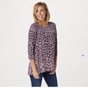 Belle by Kim Gravel Hi-Low Animal Print Knit Top